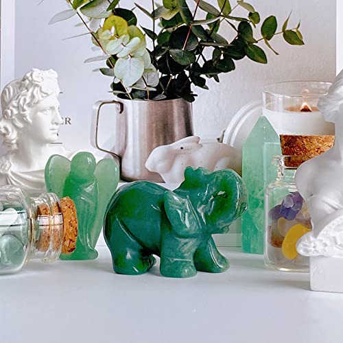 XIANNVXI Aventurine Crystal Elephant Ornament Figurine Statue Green Elehphant Green Ornament Decor 1.5" Cute Good Luck Gifts - Image 4