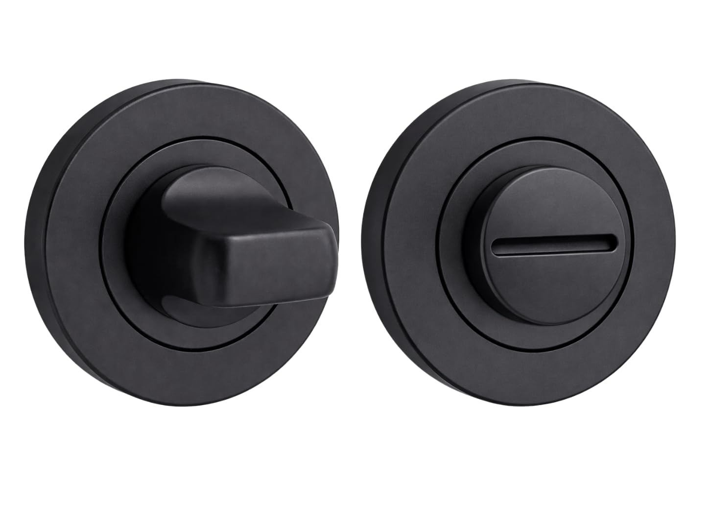 HANDLEZONE® Bathroom Toilet Door Thumbturn and Release Set, Black Matt, Round Rose