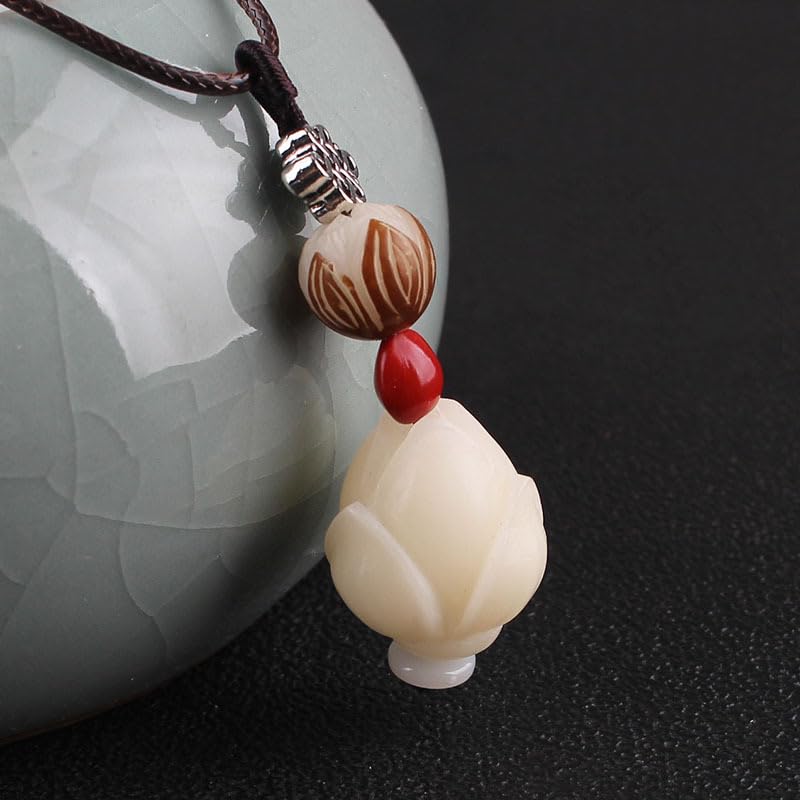 Collier en graines de Bodhi et rose d'acacia sculptée main de luxe - 5