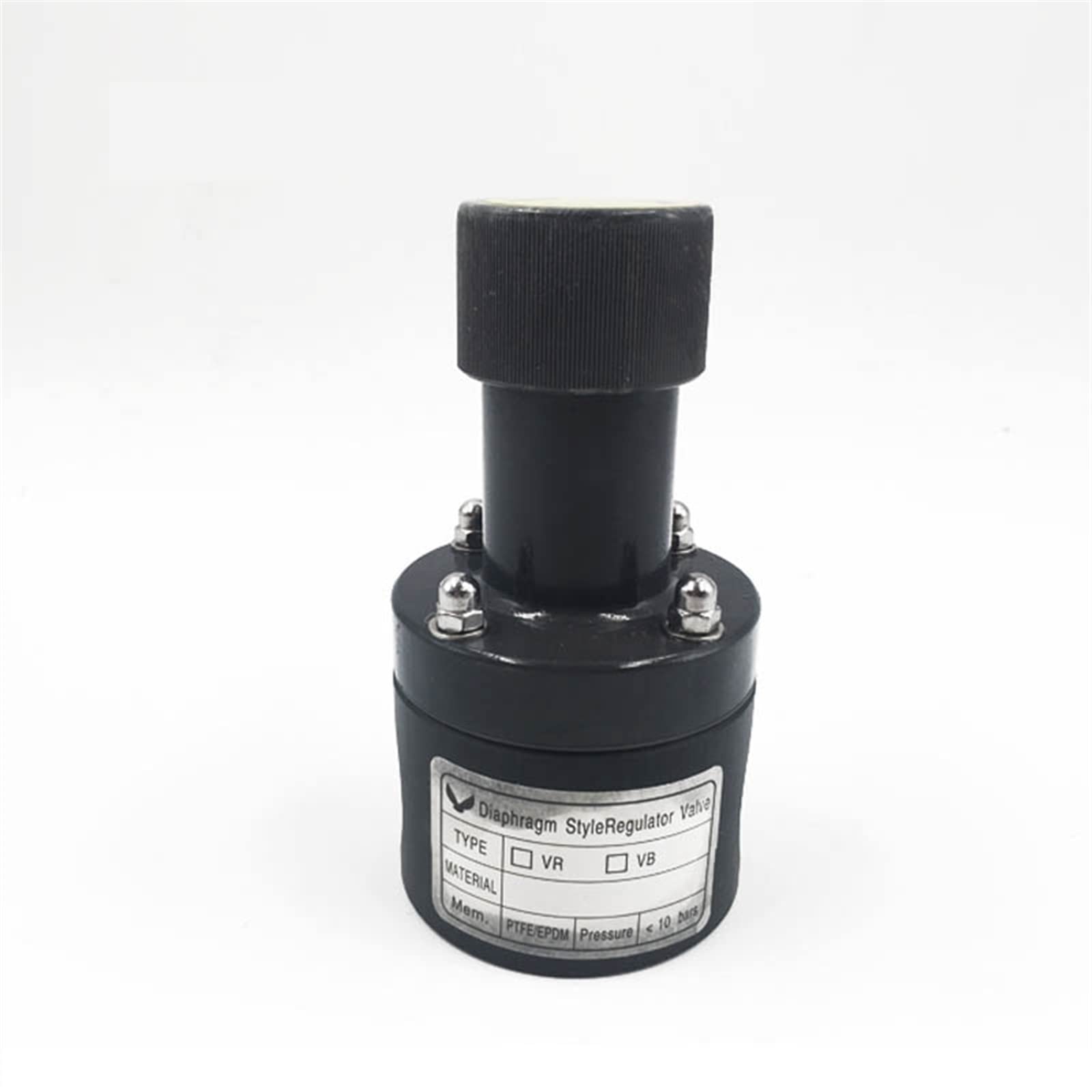 Válvula de PVC DN15 con rosca hembra y control unidireccional de contrapresión en color negro