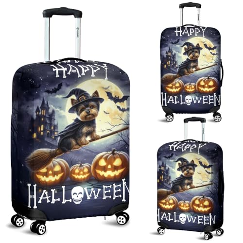 Happy Halloween Yorkshire Terrier Witch Pumpkins Bats Travel Luggage Cover Yorkie Dog Lover Gifts Suitcase Dust Protective Decor 130122