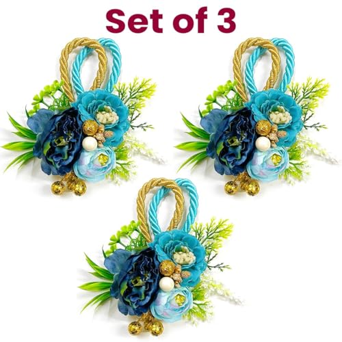 Image of ADIKALA Handmade Artificial Big Peonies 3 Flower Bunch for Trousseau Packing, Ready to use Flower Brooch Hamper for Decoration, Gift Wrapping Flowers (3, Montana)