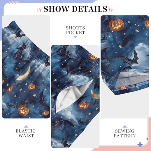 Pajama Pants Bats Pumpkins Starry Night PJ Bottoms Sleepwear Lounge Sleep Pant with Pockets4