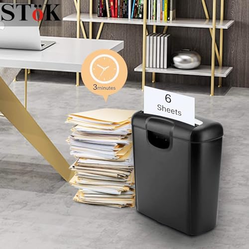 Image of SToK (ST-10Scc) 6-Sheet Strip Cut Paper and Credit Card Shredder with 10 Liter Waste Basket Capacity (1 Year Offsite Warranty)