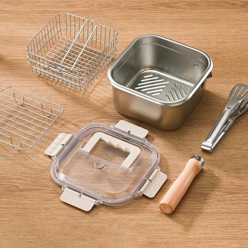 Ensemble de poêles à friteuse avec grille d'égouttement intégrée - 4