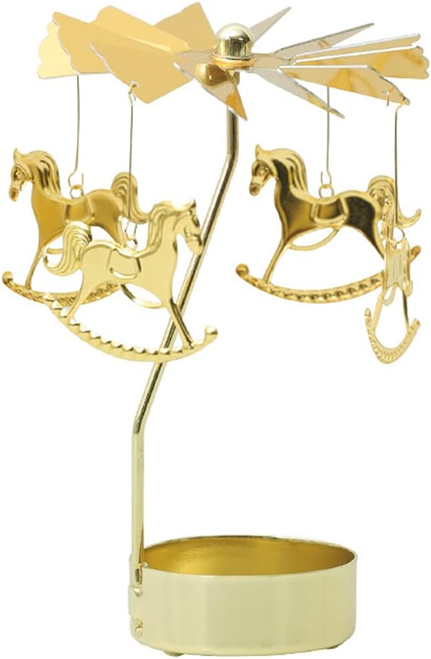 Mecela Spinning Candle Holder, Golden Rotating Candlestick
