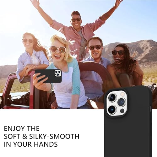 Image of M Cart Compatible with iPhone 13 Pro Max Case 6.7 Inch Liquid Silicone Soft Gel Rubber Slim Microfiber Lining Cushion Cover Shockproof Protective Phone Case for iPhone 13 Pro Max (Black)
