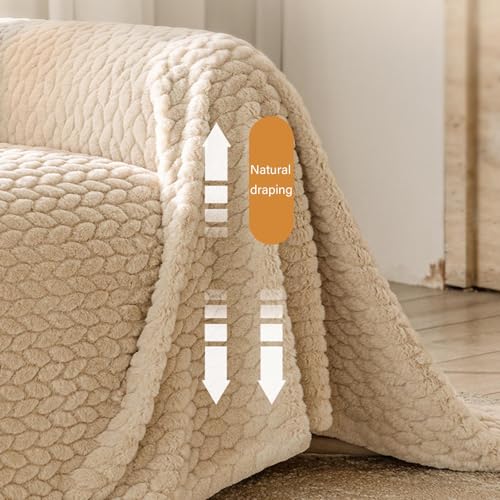 Housse de canapé en peluche lapin pour salon cocooning et canapé sectionnel 3 places