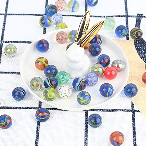 image for HAKACC 80 PCS Colourful Glass Marbles,15mm Marbles Bulk for Kids Marbl