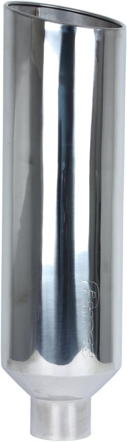 Pypes Performance Exhaust EVT510-36 Exhaust Stack, Clamp-On/Weld-On, 5 in OD Inlet, 10 in Round Outlet, 36 in Tall, Single Wall, Rolled Edge, Angled Cut, Stainless, Polished, Each