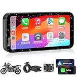 Carpuride W603 Schermo Carplay per Moto, CarPlay Wireless e Android Auto per Moto, Telecomando, Touchscreen Impermeabile da 6,3", Audio BT, Navigazione GPS, Siri, Assistente G00gle