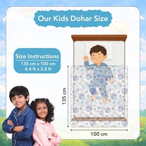 Image of Divine Casa Soft Cotton Dohar for Kids Single Bed 135 x 100 cm, 120 GSM Lightweight Breathable Quilt for Summer and Mild Winter
