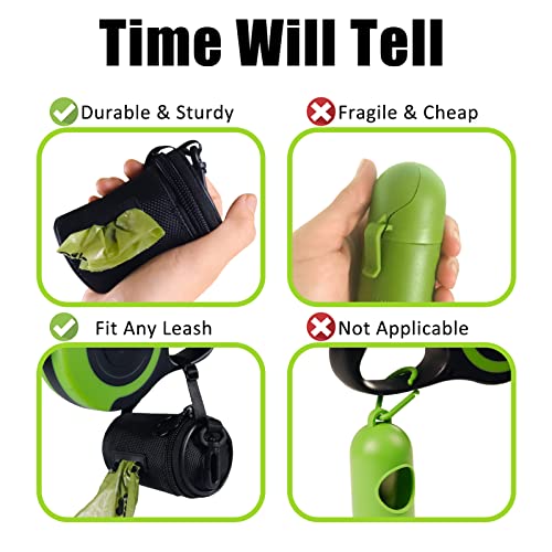 Aosbos Dog Poop Bag Holder For Leash, Dog Waste Bag Dispenser, Small Zipper Pouch With Adjustable Strap, Doggie Walking Accessories Outdoor, Black #TOP4