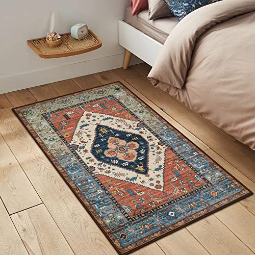 Beeiva Persian Entryway Throw Area Rug, 2X3 Non Slip Small Kitchen Rug Floor Carpet For Doorway, Vintage Tribal Medallion Non-Shedding Washable Rug For Bedroom Entryway Bathroom #TOP6