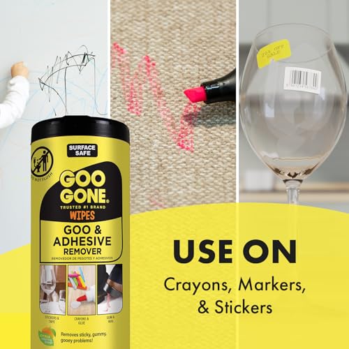image for Goo Gone Clean Up Wipes Adhesive Remover - 24 Count - Removes Adhesive