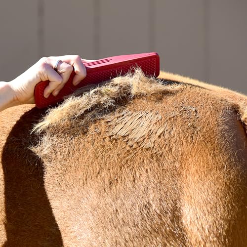 StripHair Gentle Groomer Horse Dog Brush Shedding Grooming Massage, red | Multi-use flexible rubber, horse dog, shed curry brush, hair remover, bath scrubber scraper, coat shine, massager, USA made - Image 6