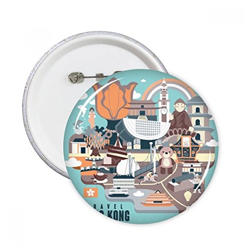 Badge bouton Hong Kong chine ronde idée cadeau multicolore pour proche