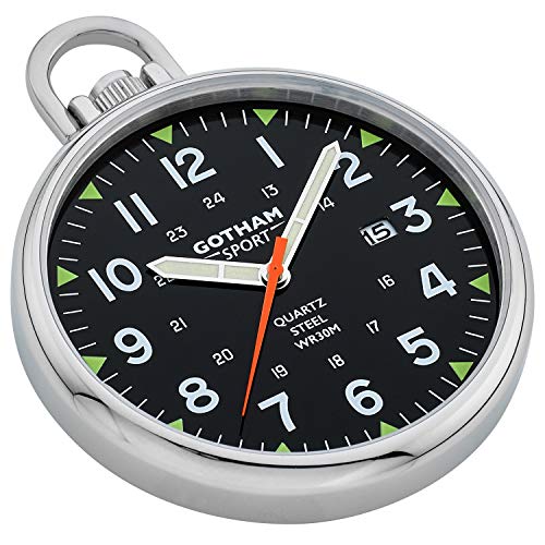 Gotham Men's Sport Series Stainless Steel Analog Quartz Date Pocket Watch # Gwc14109Sb #TOP1