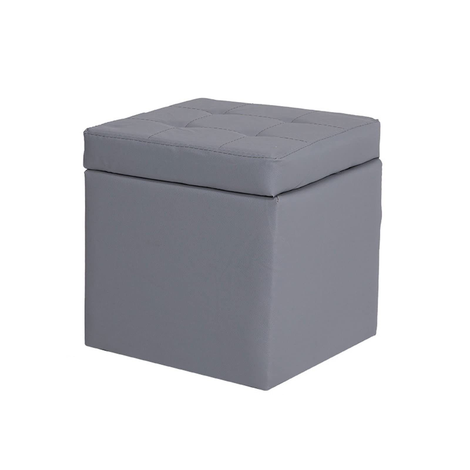 Banc de rangement coffre ottoman en similicuir gris gain de place