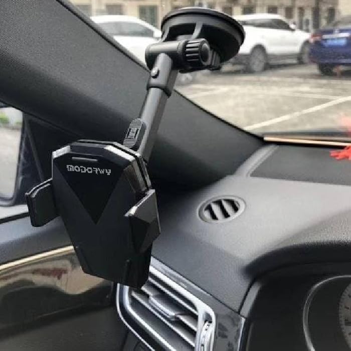 Image of ModishOmbre MH1129 Universal Premium Mobile Holder for Car with Telescopic Arm Automatic Arm Lock Car Phone Mount with 360 Degree Rotation Base Car Accessories for Phone Exceptional