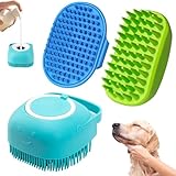 Comotech 3PCS Dog Bath Brush | Dog Shower/Washing Brush with Adjustable Ring Handle for Short & Long Hair(Blue Blue Green)