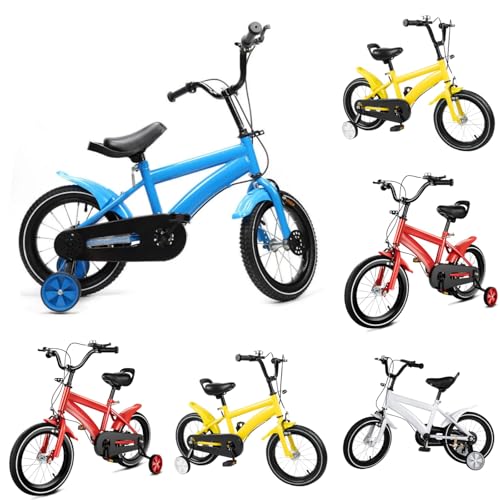GDSKR 14 Inch Children's Bicycle, with Training Wheel Stabilisers, Girls Boys Outdoor Cycling Bicycle,Removable Stabilisers, Carbon Steel with Adjustable Seat, for 3-6 Years Old (blue)