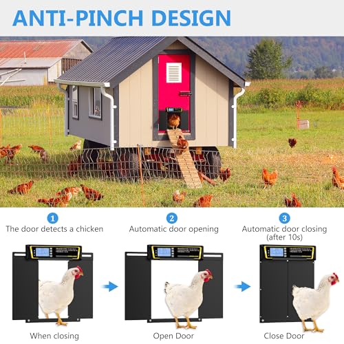 Automatic Chicken Coop Door with Timer & Light Sensor,5000mAh Battery & 3.7W Solar Panel,Anti-Pinch Auto coop Door, Weatherproof for Backyard Chicken Coop by FarmParadise - Used condition - Image 3