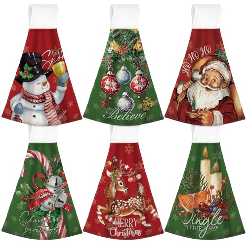 Hahafelt 6 Pcs Christmas Hanging Towels with Loop Holiday,Santa Claus by Hahafelt - Used condition - US$15.87