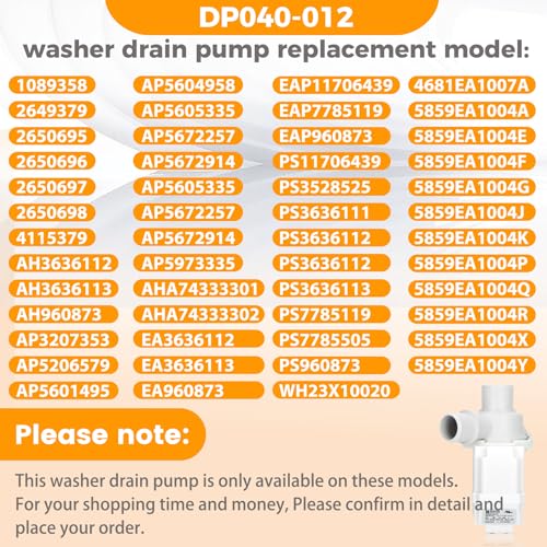 4681EA1007A DP040-012 Drain Pump (OEM) Compatible with, kenmore Washer Drain Pump 5859EA1004F 5859EA1004P 5859EA1004G WH23X10020, Fits for WT1101CW WT5001CW WT7200CW WT1201CV WT5270CW by MONST - Image 2