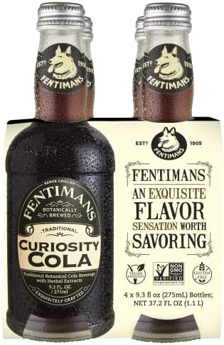 Fentimans Sparkling Curiosity Cola - Healthy Soda, All Natural Craft Soda Pop, Perfect Mixer, Natural Ingredients, Botanically Brewed - 9.3 Fl Oz (Pack of 4)