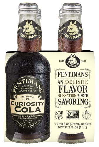 Fentimans Sparkling Curiosity Cola - Healthy Soda, All Natural Craft Soda Pop, Perfect Mixer, Natural Ingredients, Botanically Brewed - 9.3 Fl Oz (Pack of 4)