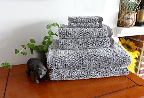 Everplush Diamond Jacquard 6 Piece Bath Towel Set, Grey #TOP4