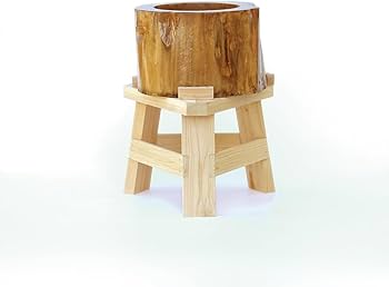 Amazon | 【木台付き】餅つきセット 8合用 木製ミニ臼＋キネ2本