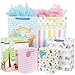 12 Pcs Baby Gift Bags, Large, Medium and Small Gift Bags Assortment for Baby Shower, Birthday, Parties, Baby Girl, and Baby Boy (Assorted Sizes)