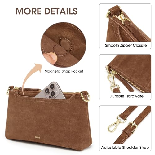 Image of Kattee Genuine Leather Crossbody Bag for Women, Small Purse Handbag
