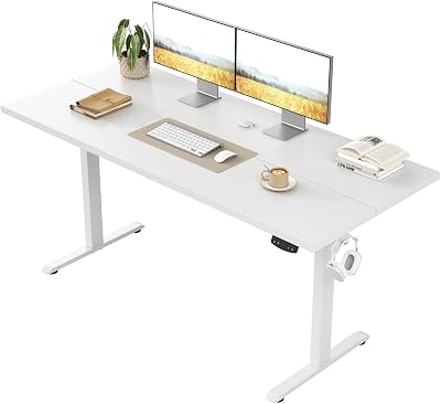 Klicelor Height-Adjustable Desk, Electric Sit-Stand Office Desk, Computer Desk with 2 Memory Functions, Standing Desk, 100 x 60 cm, White