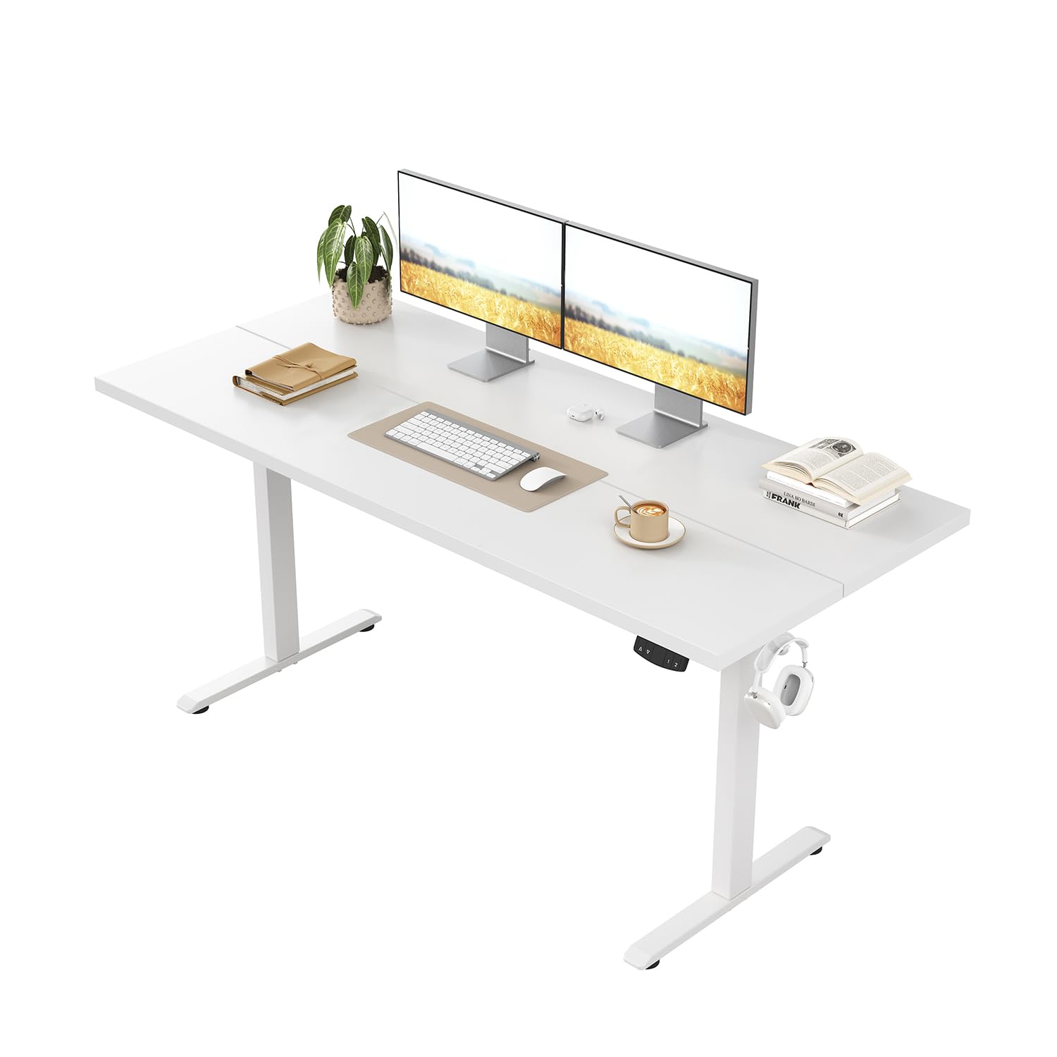 Klicelor Höhenverstellbarer Schreibtisch, Elektrischer Steh-Sitz Bürotisch, Computertisch mit 2 Memory-Funktionen, Stehpult, für Homeoffice & Büro