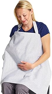 Breastfeeding Cover with Pockets - Soft and Breathable Nursing Cover Breastfeeding - Breast Feeding Coverall (White)