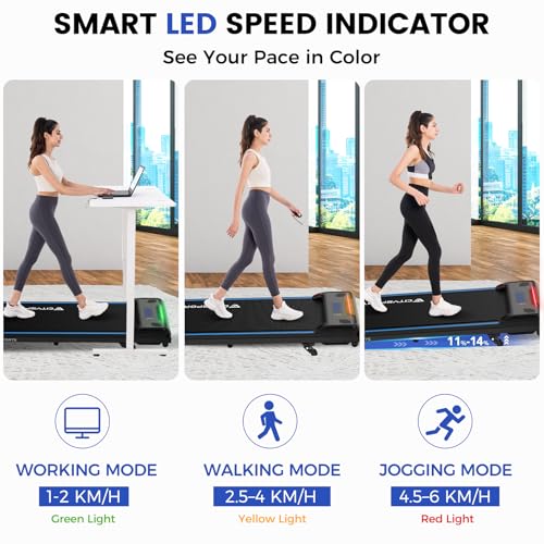 CITYSPORTS Cinta de Correr Negra Azul, Walking Pad Eléctrico con Inclinación 11–14%, Motor Silencioso 440 W, Pantalla LED, Cinta de Andar Compacta para Casa y Oficina con Mando - imagen 3
