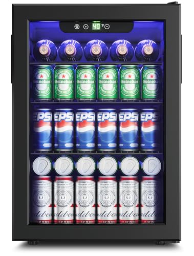 Feelfunn Wine Cooler Refrigerator - 24 Bottle 95 Can Mini Wine Fridge with Glass Door for Beer Soda Water Drink, Small Wine Cellar Beverage Refrigerator for Bedroom Office Home Bar Dorm, 2.6 Cu.Ft