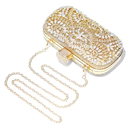 Yokawe Womens Crystal Evening Clutch Bag Bridal Wedding Purse Rhinestone Party Prom Handbag (Gold) #TOP4