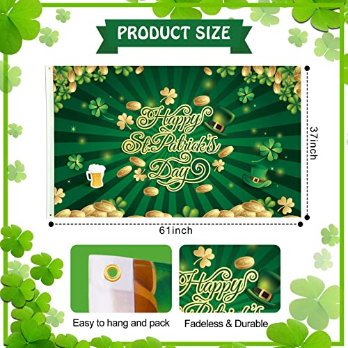 Happy St. Patrick's Day Flag 3 X 5 Ft Ireland Shamrock Flag Saint Patty's Day Banner Vivid Color And Polyester Double Stitched With Flag Grommets Outdoor Indoor Home Decor (Classic) #TOP1