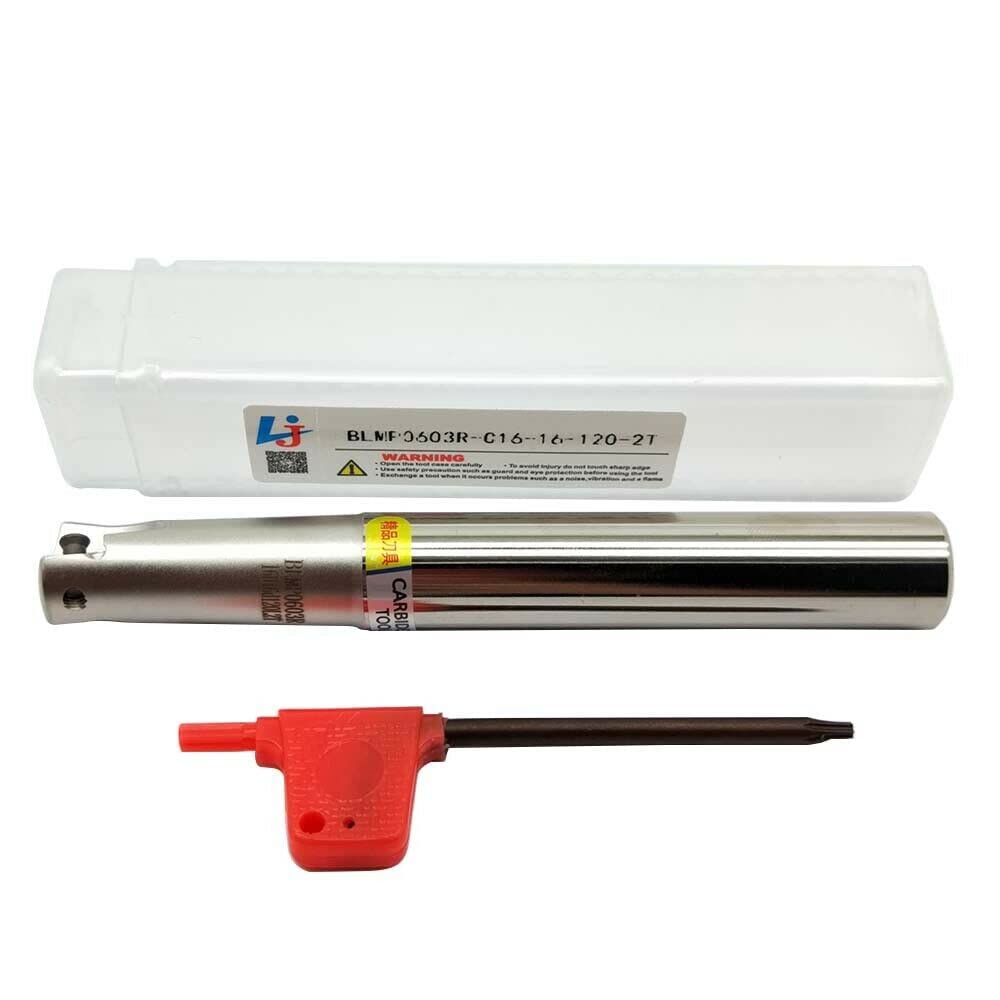 GBJ BLMP06 C16-16-120L-2T for BLMP0603 Fast Feed Milling Cutter for Rough Milling 90° Indexable End Mill Tool Holder EXN03R for Carbide Milling Inserts