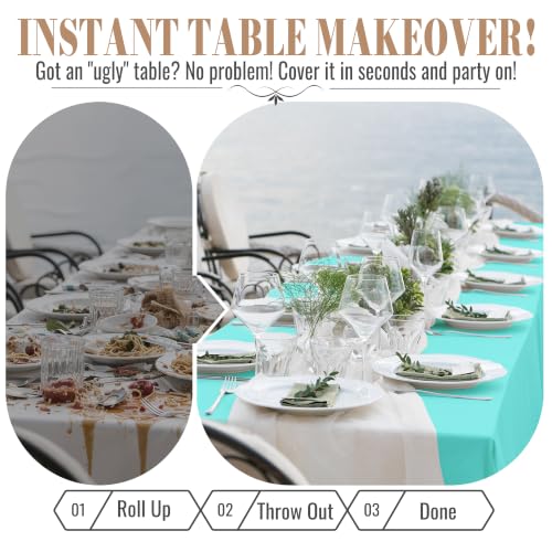 Image of Plastic Table Cloth Disposable, 54In X 300Ft Table Cover Roll