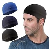 WSHSTS 3 Pack Cooling Skull Cap Helmet Liner Sweat Wicking Cycling Running Hat for Men Women