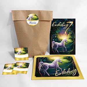 JuNa-Experten Lot de 12 cartes d’invitation pour 7e anniversaire d’enfant – Avec enveloppes et autocollants – Motif…