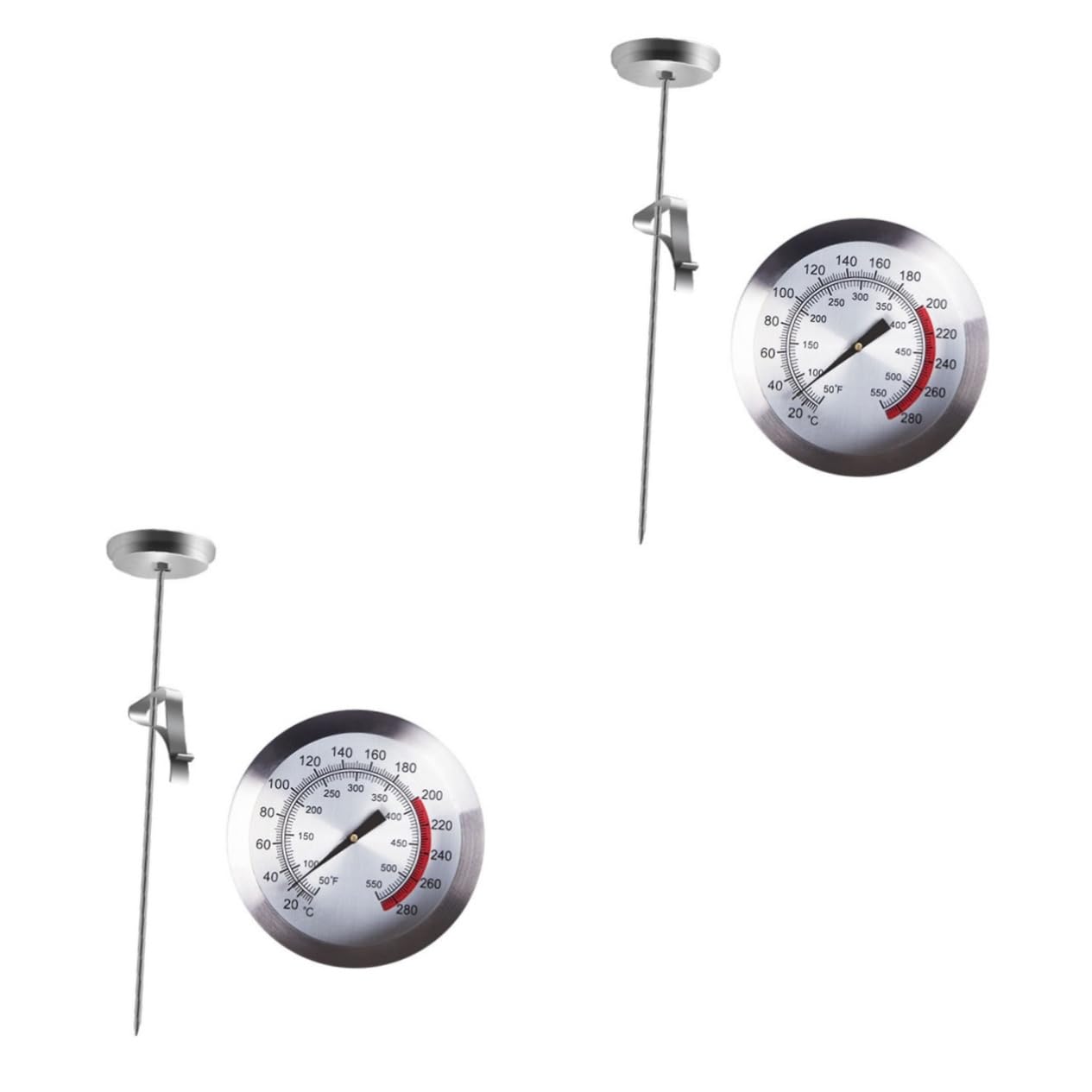 3 Pcs Deep-Fried Pot Thermometer Can Opener Electric Coffee Thermometer Digital Stainless Steel Probe with Fixed Clip Turkey Roasting Rack BBQ Deep Fry Frying Pan Food (Silverx2pcs 23X5.4X5.4CMx2pcs)