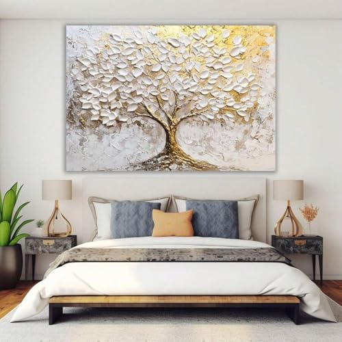 Arbre de vie décoration murale moderne salon toile avec cadre 60x80