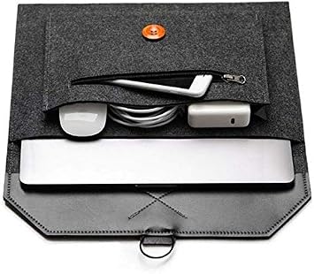 Felt Extra Pocket Tablet Carrying Sleeve Pouch Case Cover for Microsoft Surface Book 2 Surface Pro 8 13 Pro 7 12.3 Google Pixel Slate 12.3 iPad Pro 12.9 III HP Elite x2 13 in Black