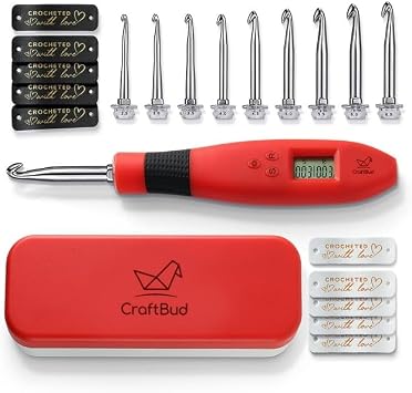 Craftbud Counting Crochet Hook Set Digital - Crochet Counter Stitch and Row, Digital Crochet Hooks with Counter, Crochet Needles for Crocheting, Lighted Crochet Hook Set with 9 Changeable Hooks